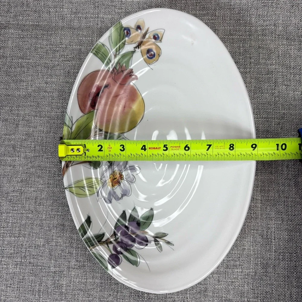 Ceramica Cuore Italy Oval‎ Serving Platter Pomegranate Butterfly Floral 14 Inch